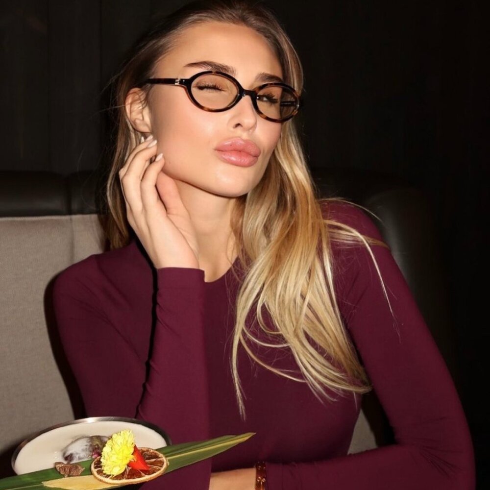 Miu Miu MU04ZSF VAU08N Oval Sunglasses – Honey Havana